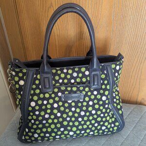 Vera Bradley Trapeze Tote Retired Print Lucky Dots Navy Green Polka Dot Hand Bag